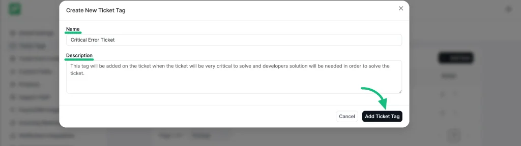 Ticket Tags setting - Fluent Support