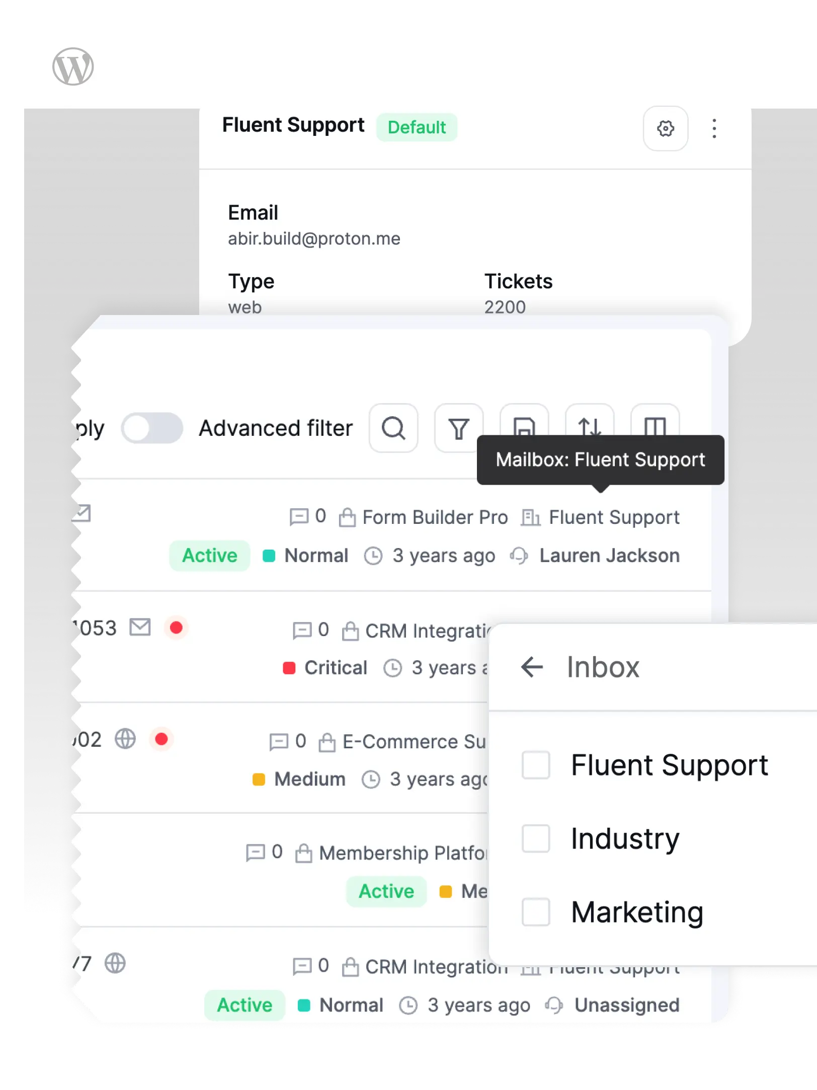 Fluent Support - inbox