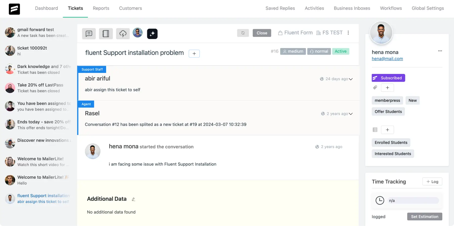 Fluent Support inside ticket view before the 2.0 update