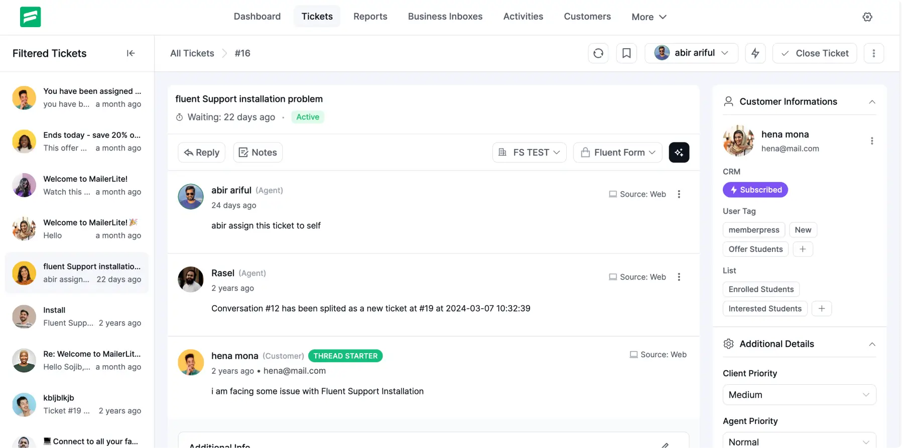 Fluent Support inside ticket view after the 2.0 update
