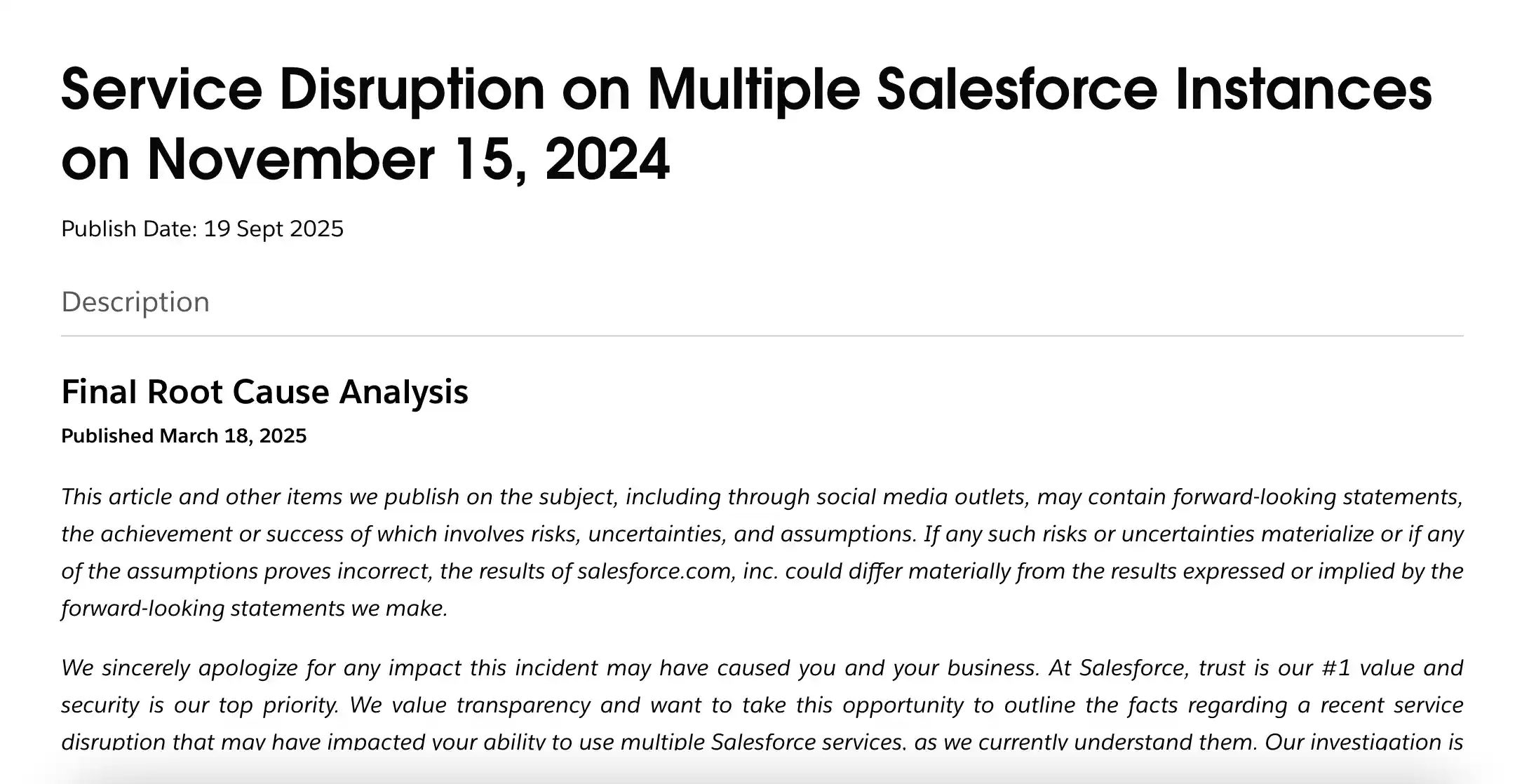Salesforce server down