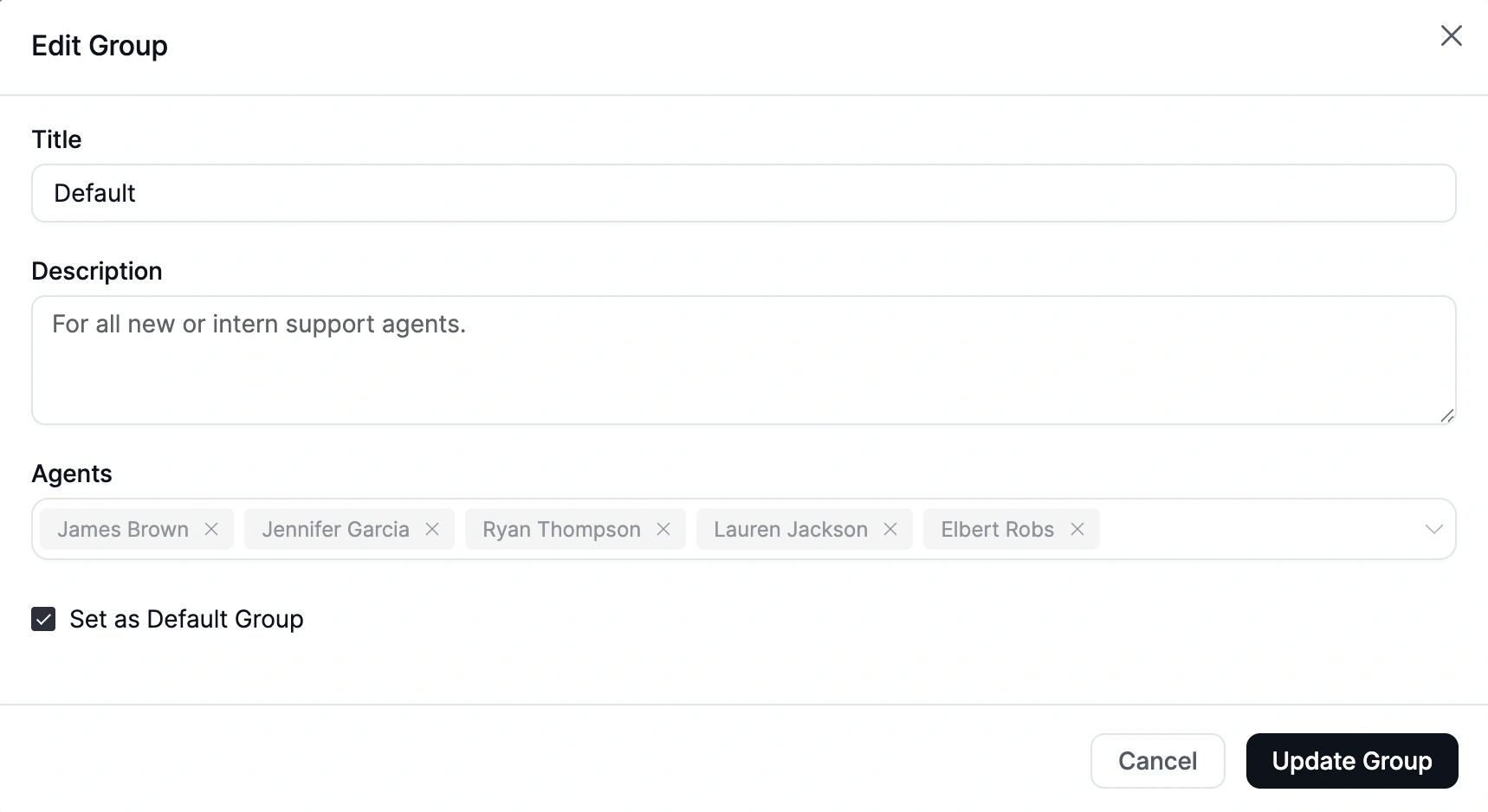 Default group, Fluent Support