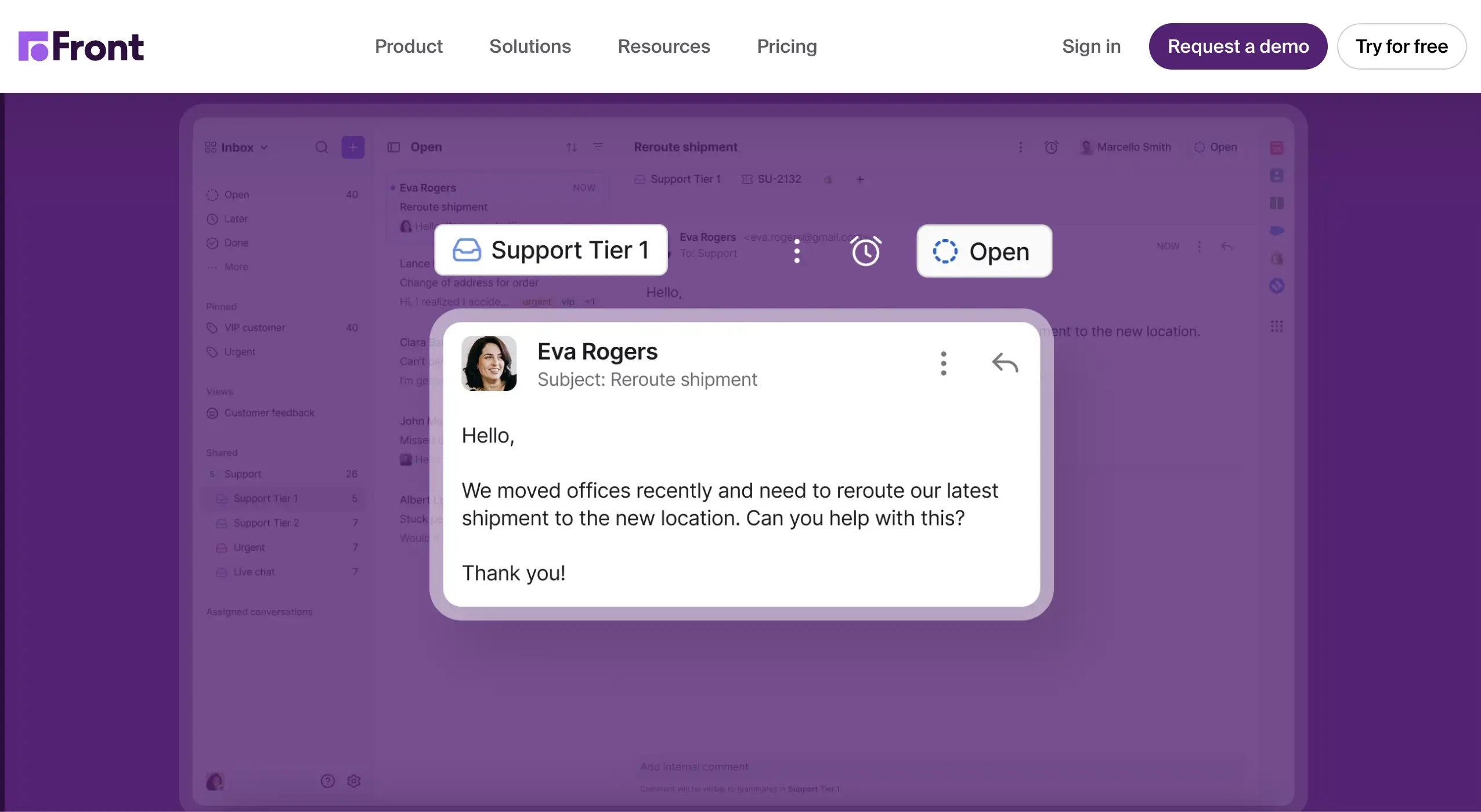 Front, customer support, helpdesk, zendesk alternative