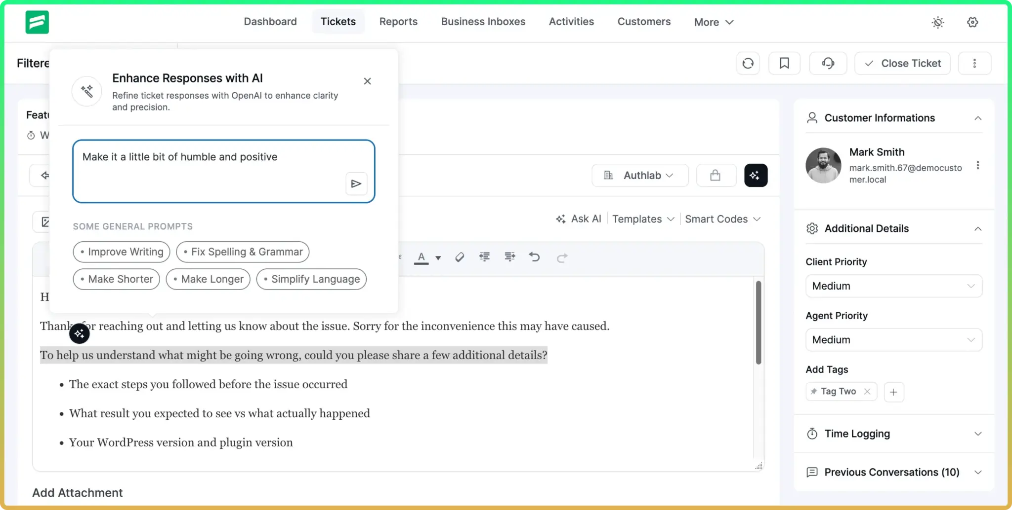Fluent Support AI fine tune