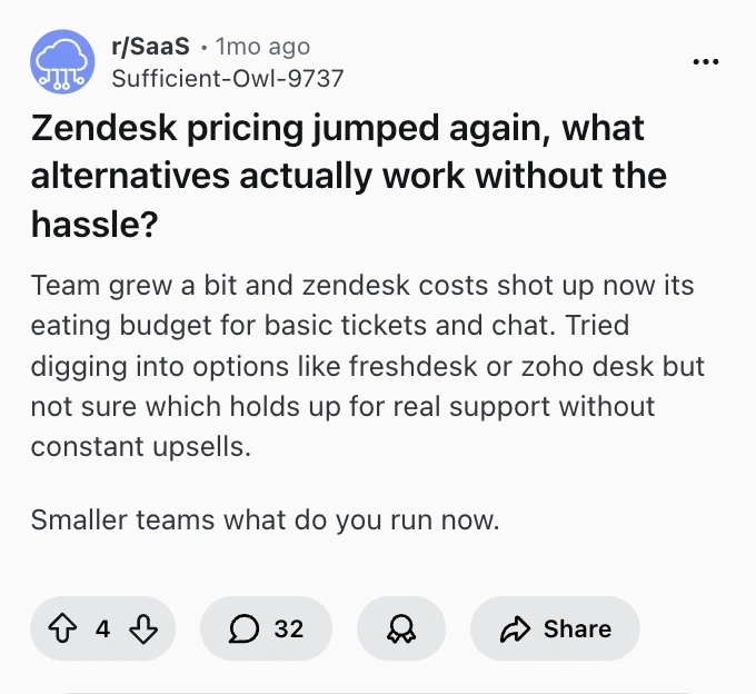 Zendesk price jumped again reddit, zendesk alternative