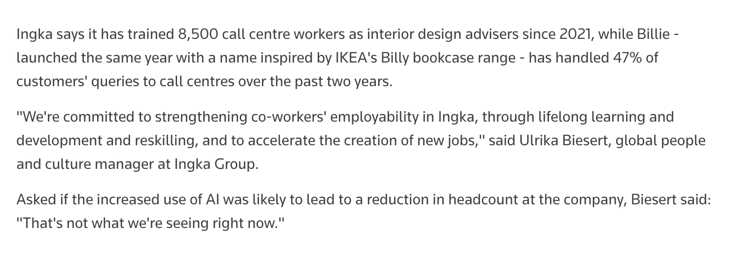 IKEA trained 8500 workers, 1.3 billion revenue, billie chatbot