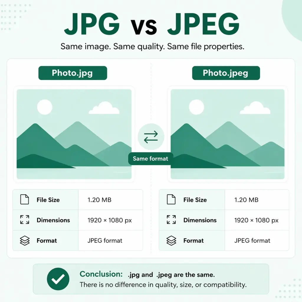 JPG vs JPEG differences, jpg vs jpeg comparison