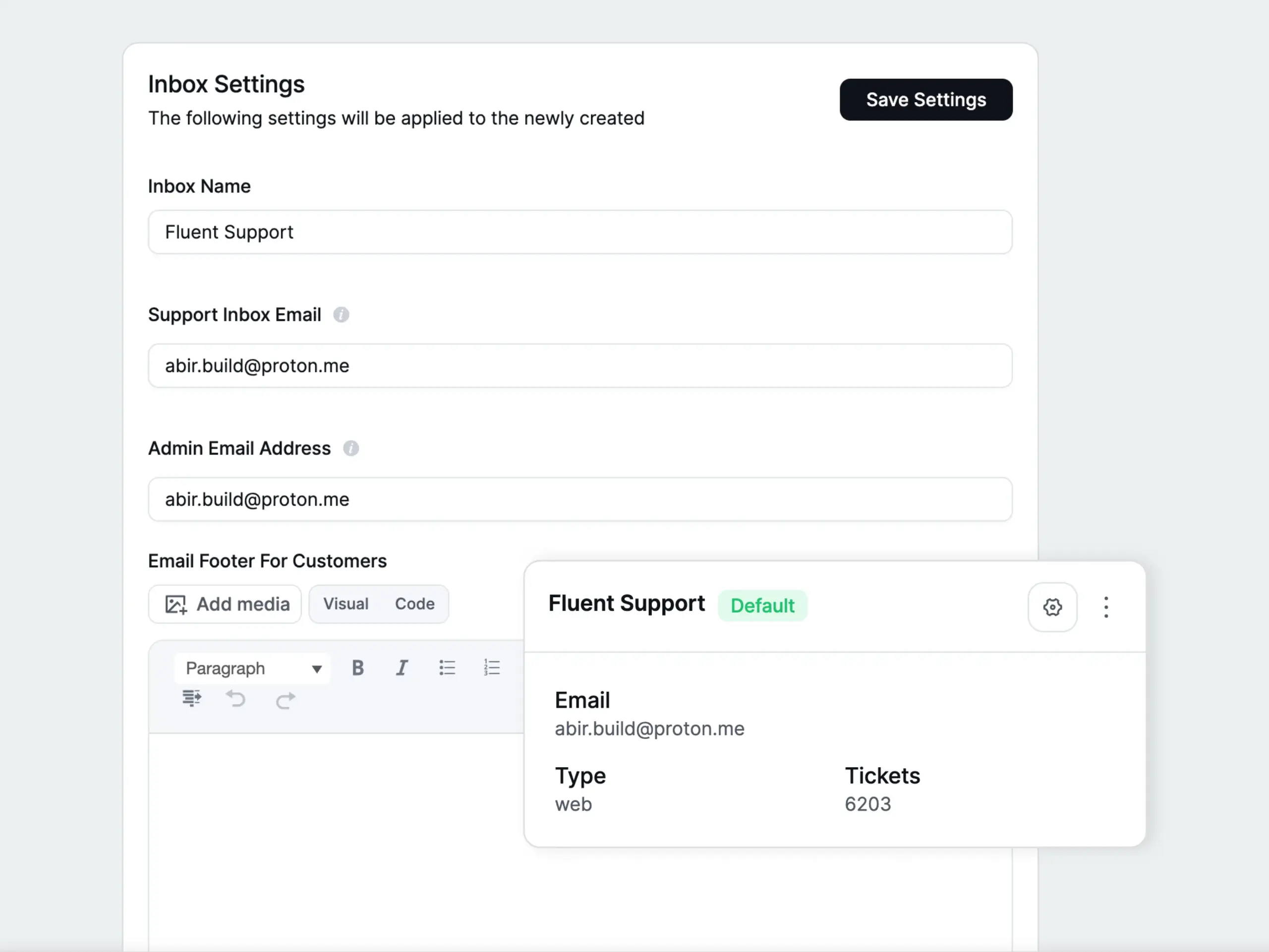 Fluent Support Business Inbox