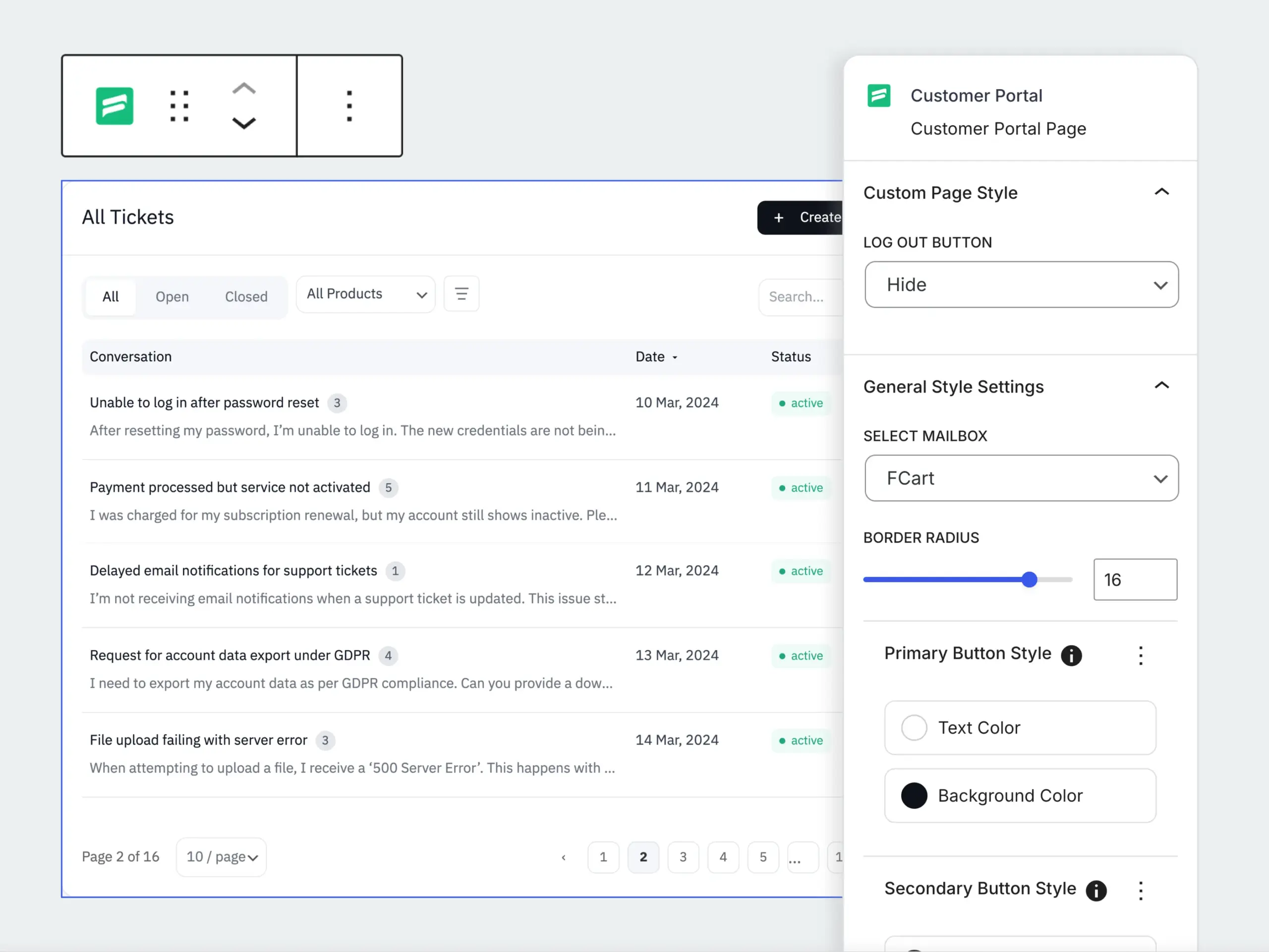 Fluent Support Portal customization