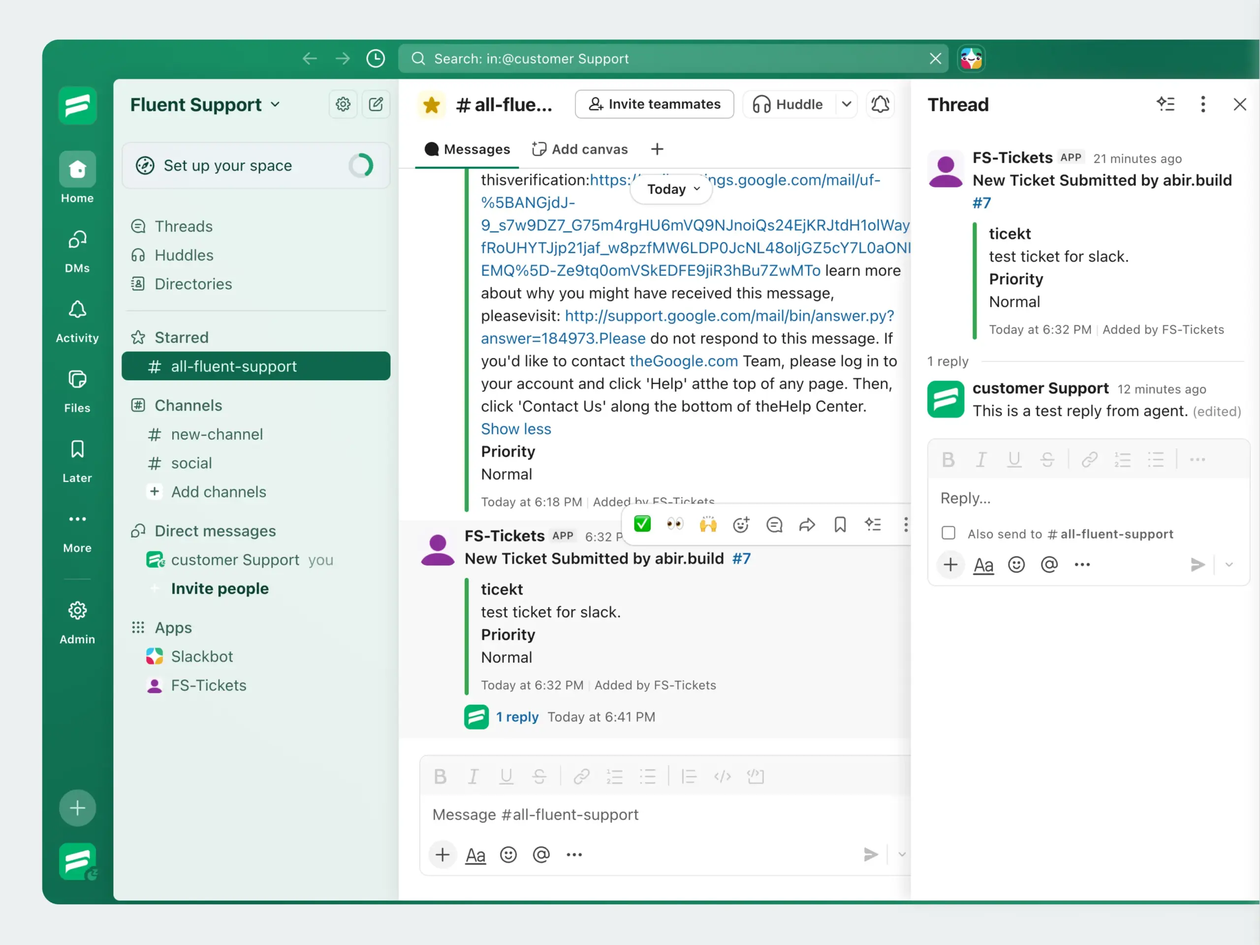 Fluent Support Slack Integration