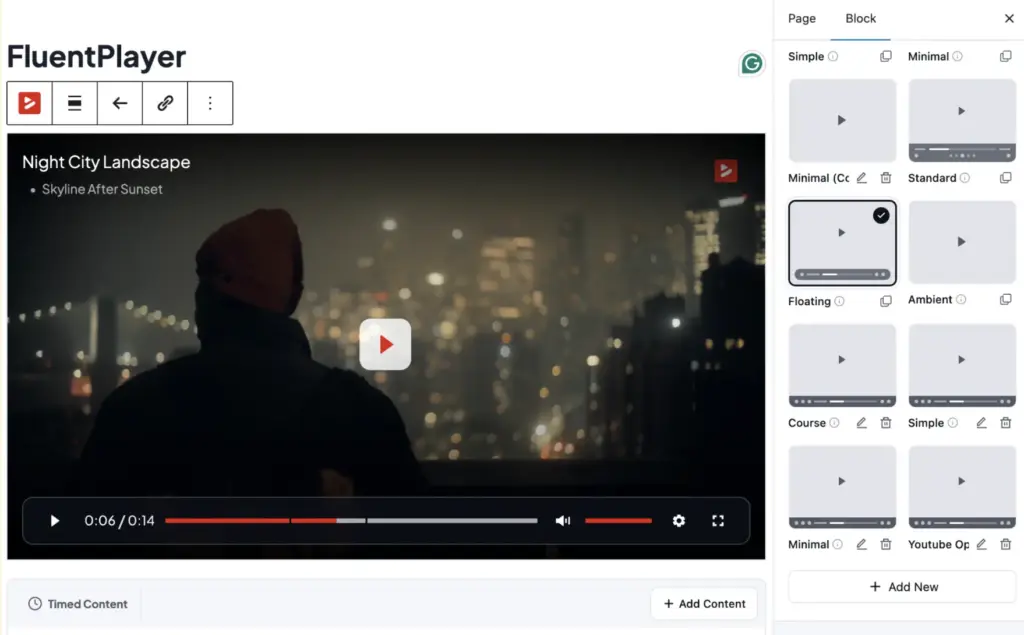 Player presets option on FluentPlayer
