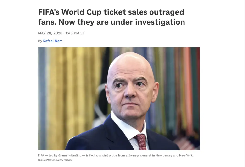 FIFA's ticket sales issue news