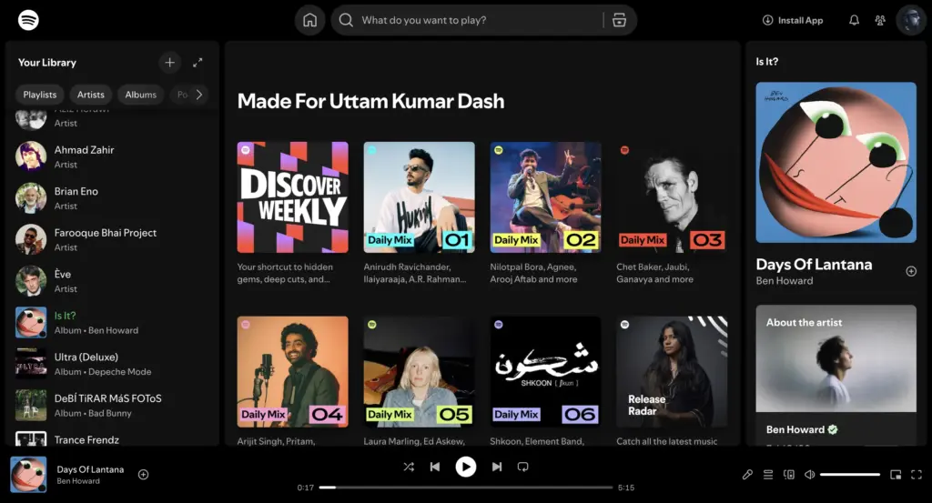Spotify's made for you section