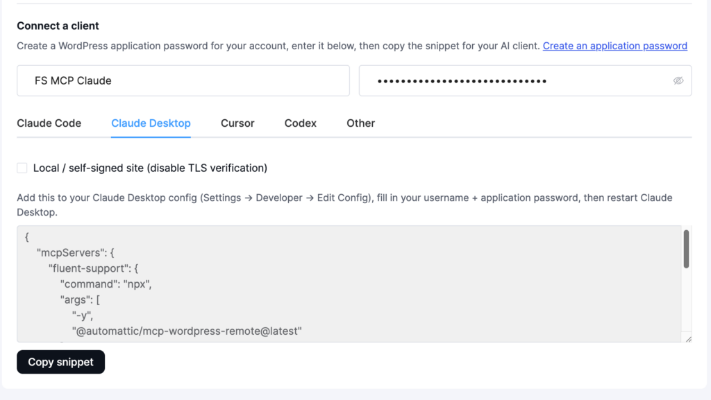 Client ID-Password and snippet
