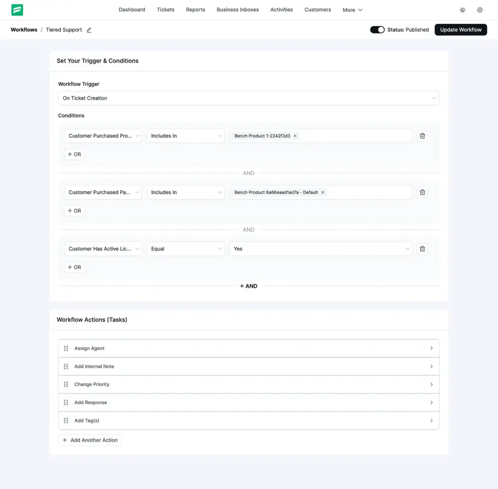Fluent Support Tiered Support builder
