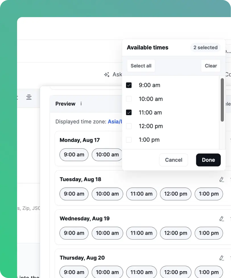 Preview available slot option